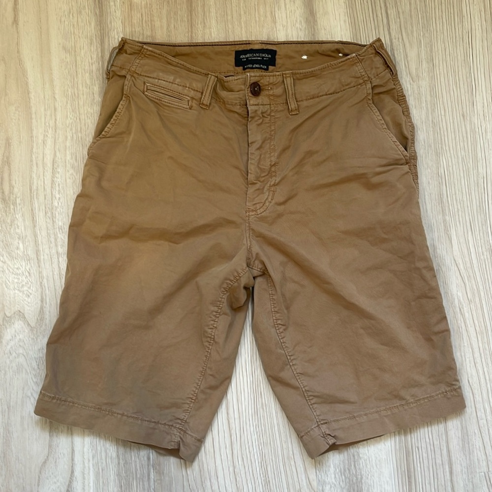 American Eagle Next Level Flex Longer Length Khaki Shorts - Size 30